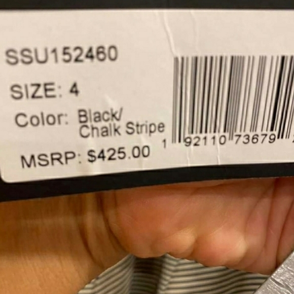 Halston Heritage Black Chalk Stripe Dress modified - Picture 6 of 10